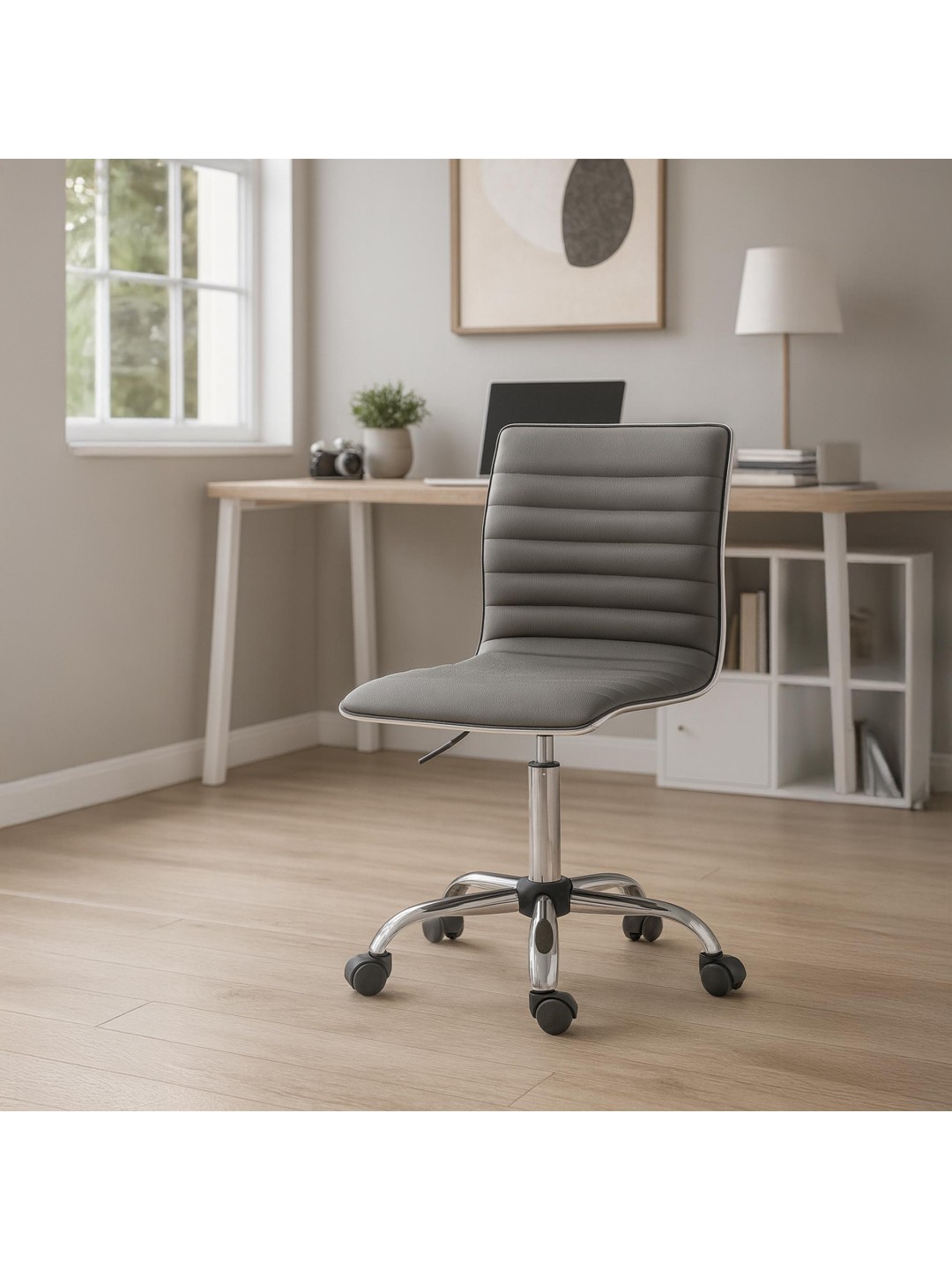 Taburete de trabajo Alamosa piel sintética, gris