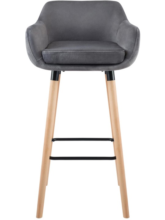 Taburete de bar Grant terciopelo, gris