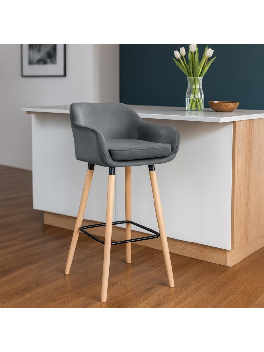 Juego de 2 taburetes de bar Grant terciopelo, gris