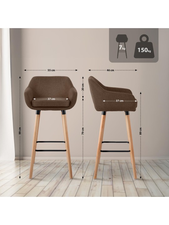 Taburete de bar Grant tela, marrón Taburete de bar Grant tela, marrón