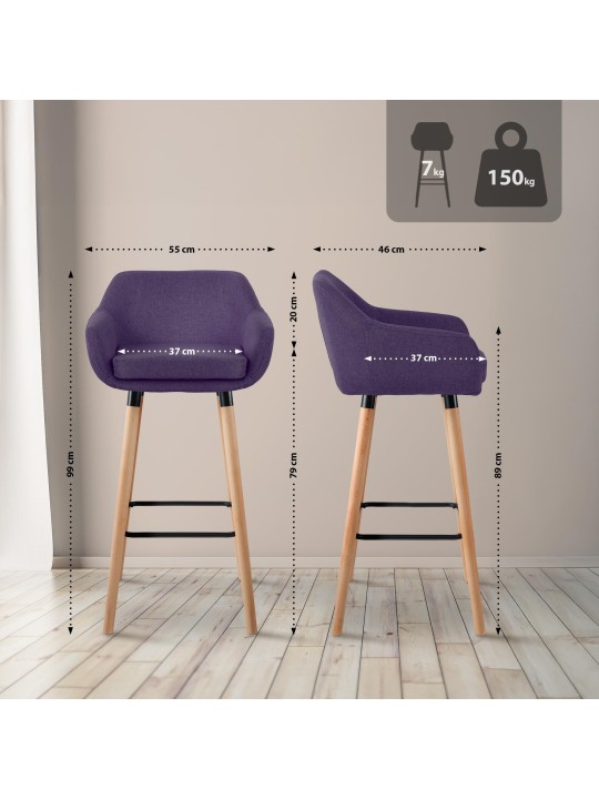 Taburete de bar Grant tela, lila