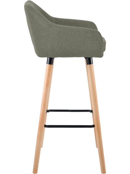 Juego de 2 taburetes de bar Grant tela, gris claro