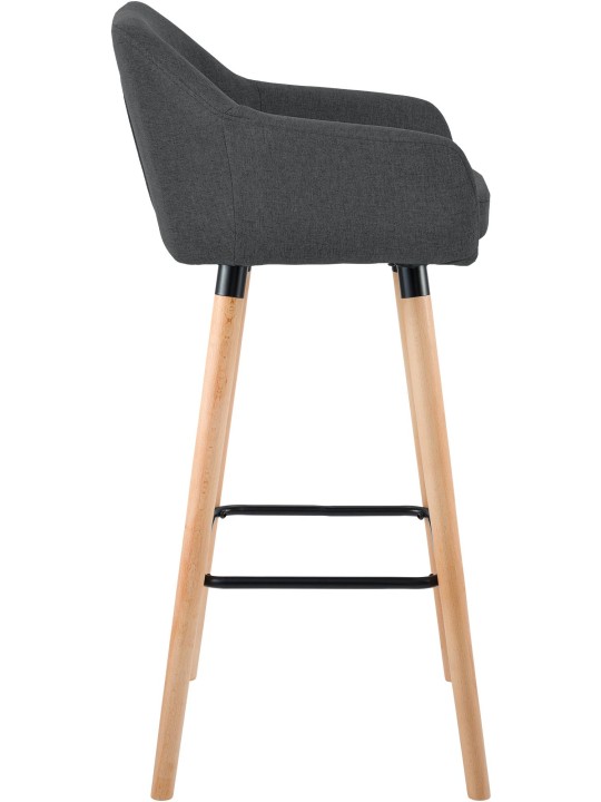 Juego de 2 taburetes de bar Grant tela, gris oscuro