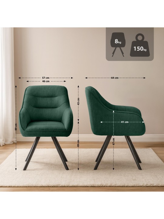 Silla Pettuli tela, verde