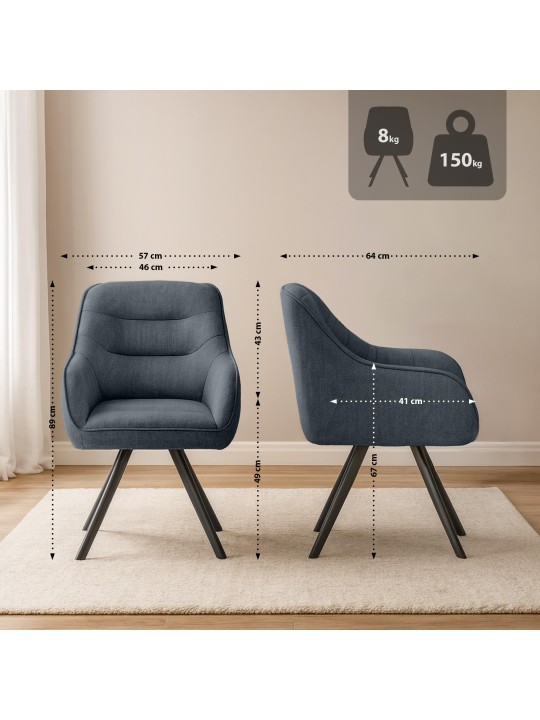 Silla Pettuli tela, gris oscuro