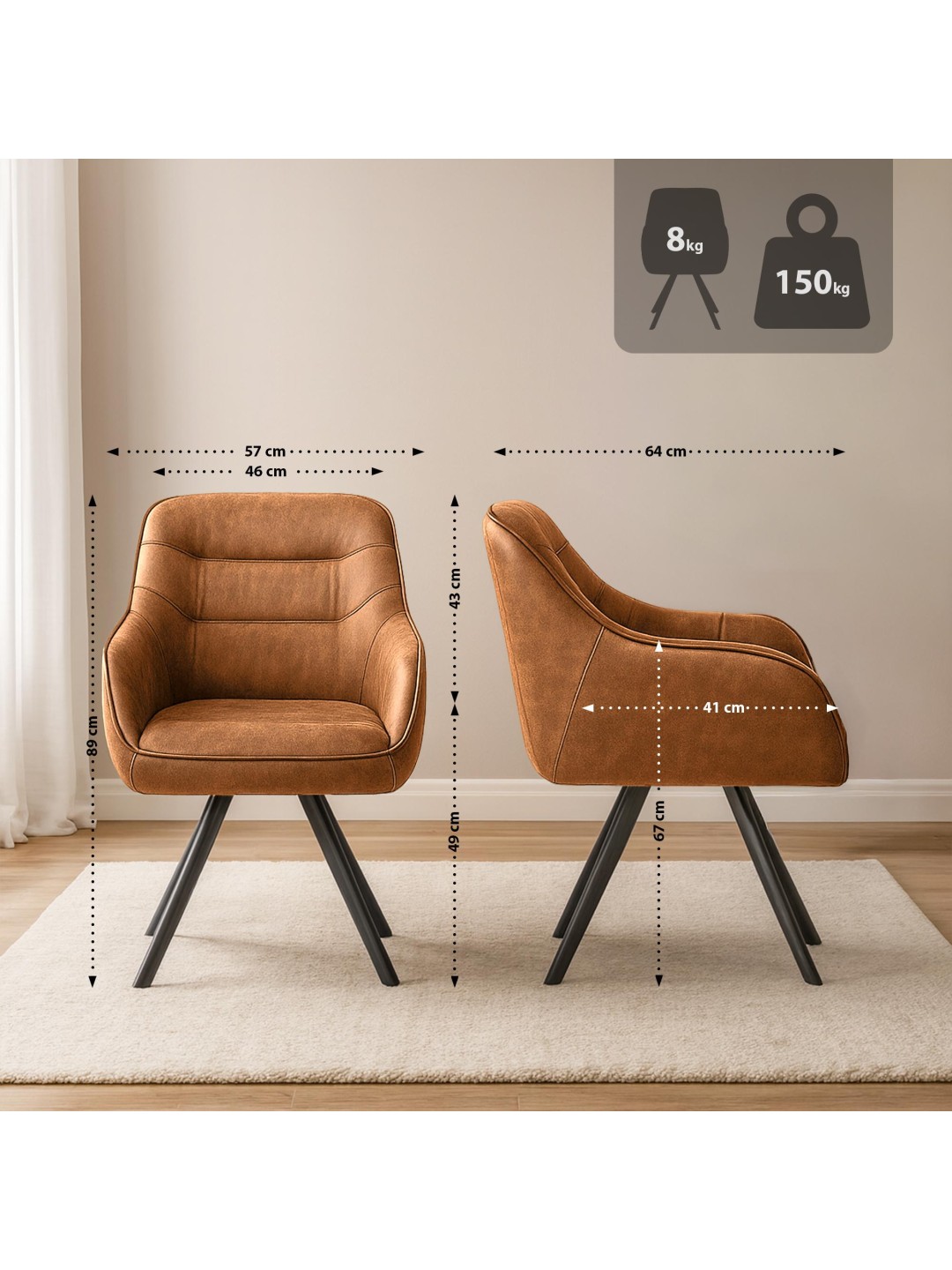 Silla Pettuli Vintage, marrón claro