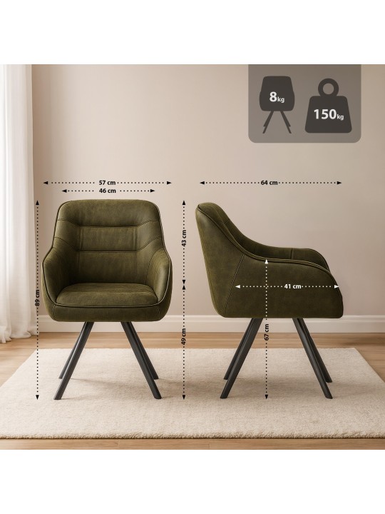 Silla Pettuli Vintage, verde antiguo