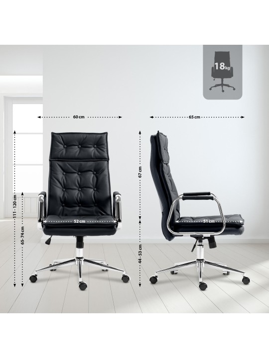 Silla de oficina Sotira cuero genuino, negro