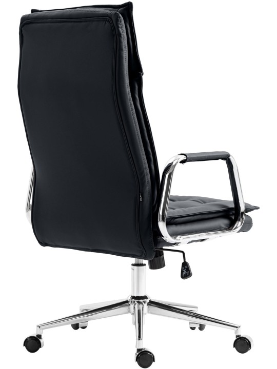 Silla de oficina Sotira cuero genuino, negro