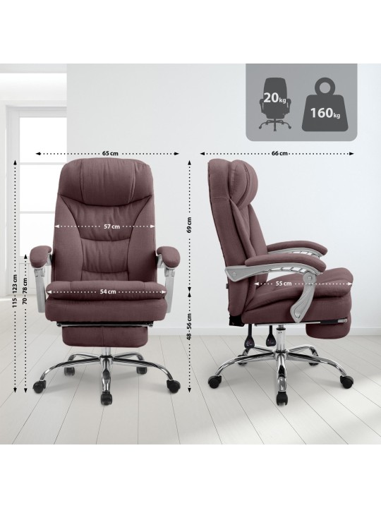 Silla de oficina XL tela Troy, marrón