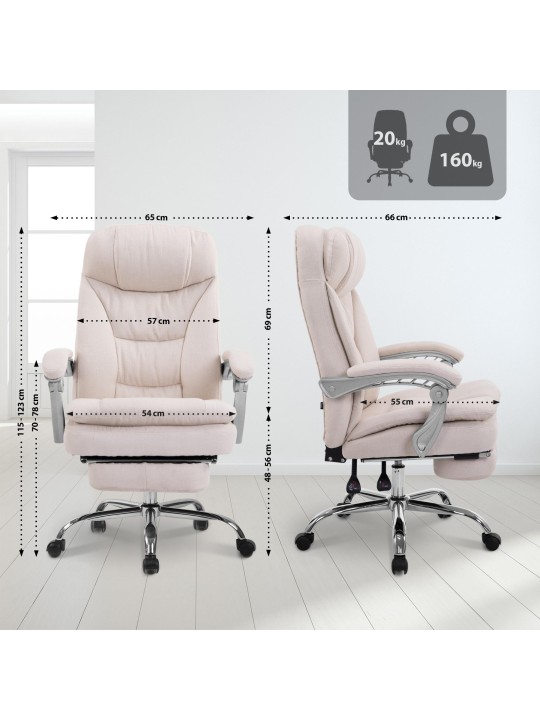Silla de oficina XL tela Troy, crema