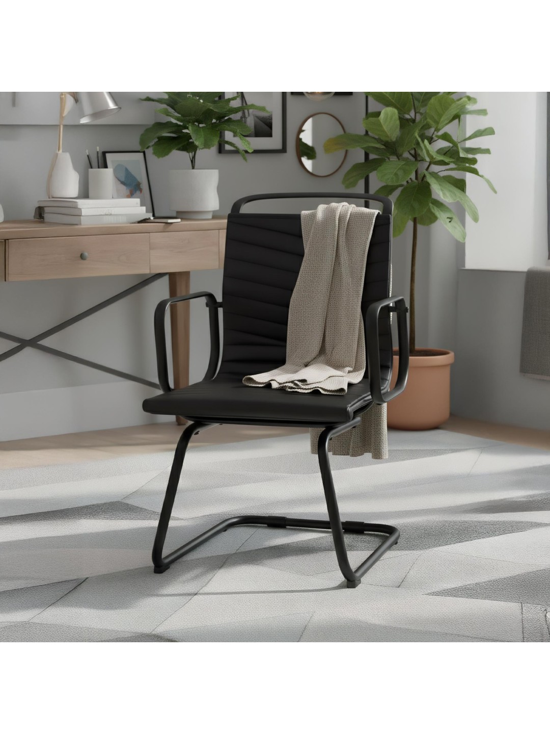 Silla de visita Tomkin de piel sintética, negro