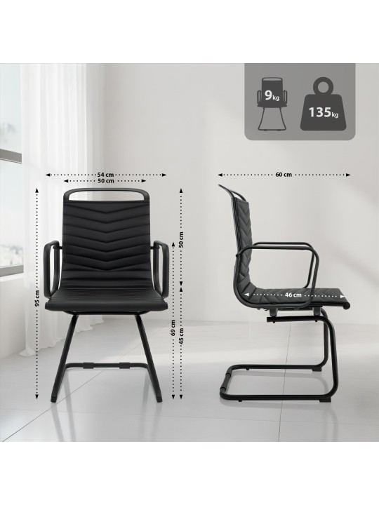 Silla de visita Tomkin de piel sintética, negro Silla de visita Tomkin de piel sintética, negro