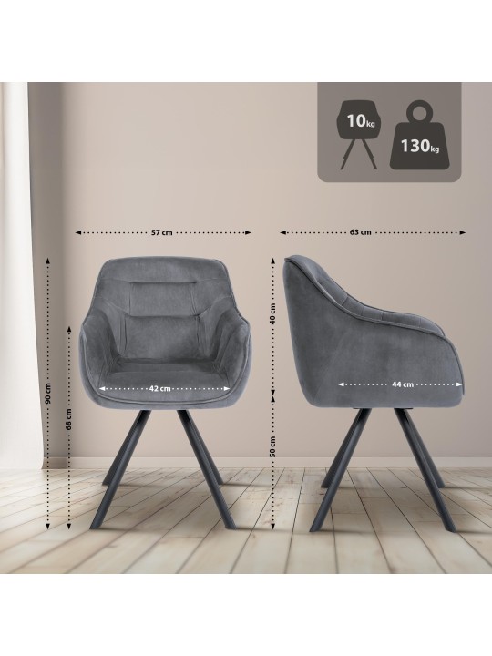 Silla Russel terciopelo, gris oscuro