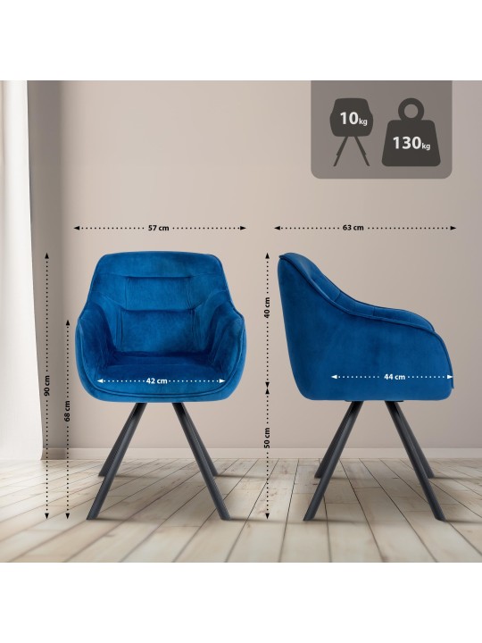 Silla Russel terciopelo, azul