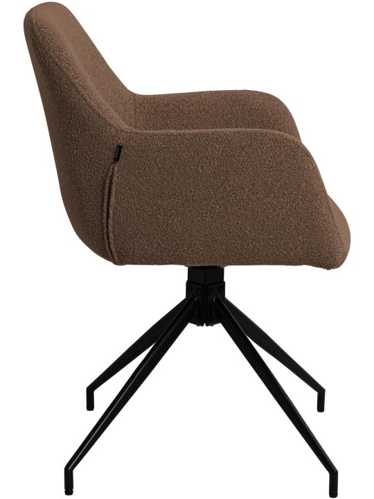 Silla de comedor Merlinda tela Teddy, marrón