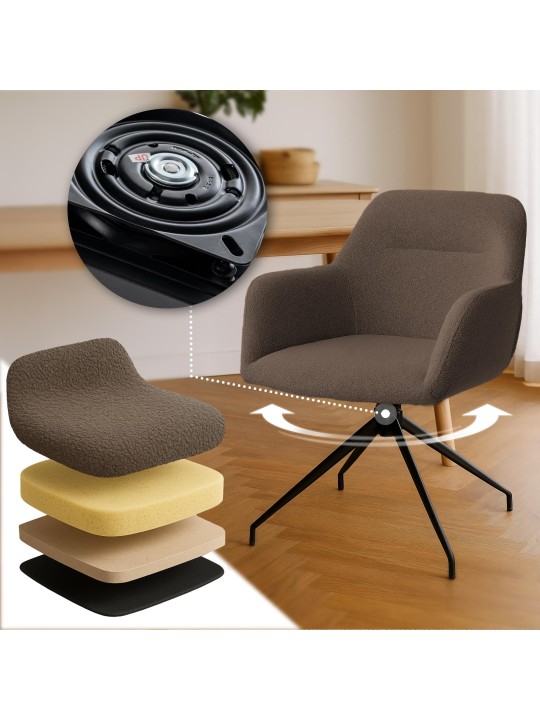 Silla de comedor Merlinda tela Teddy, marrón