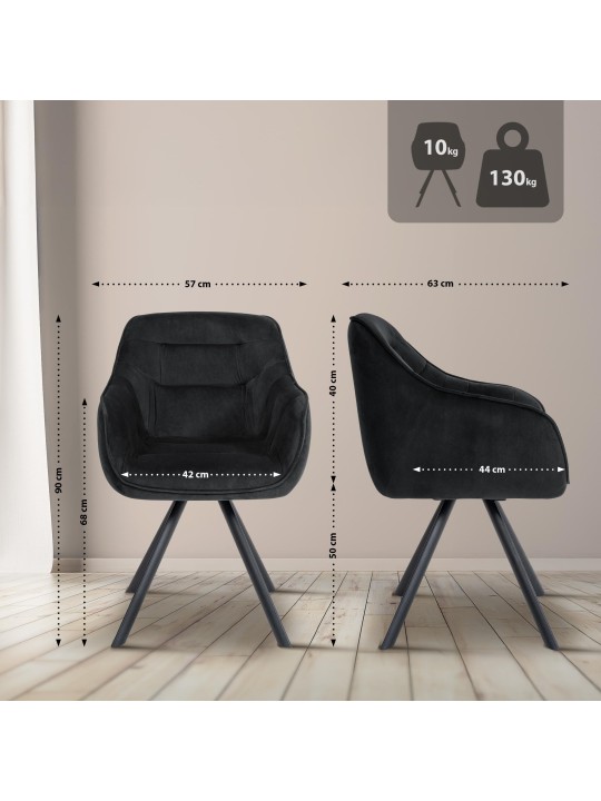 Silla Russel terciopelo, negro