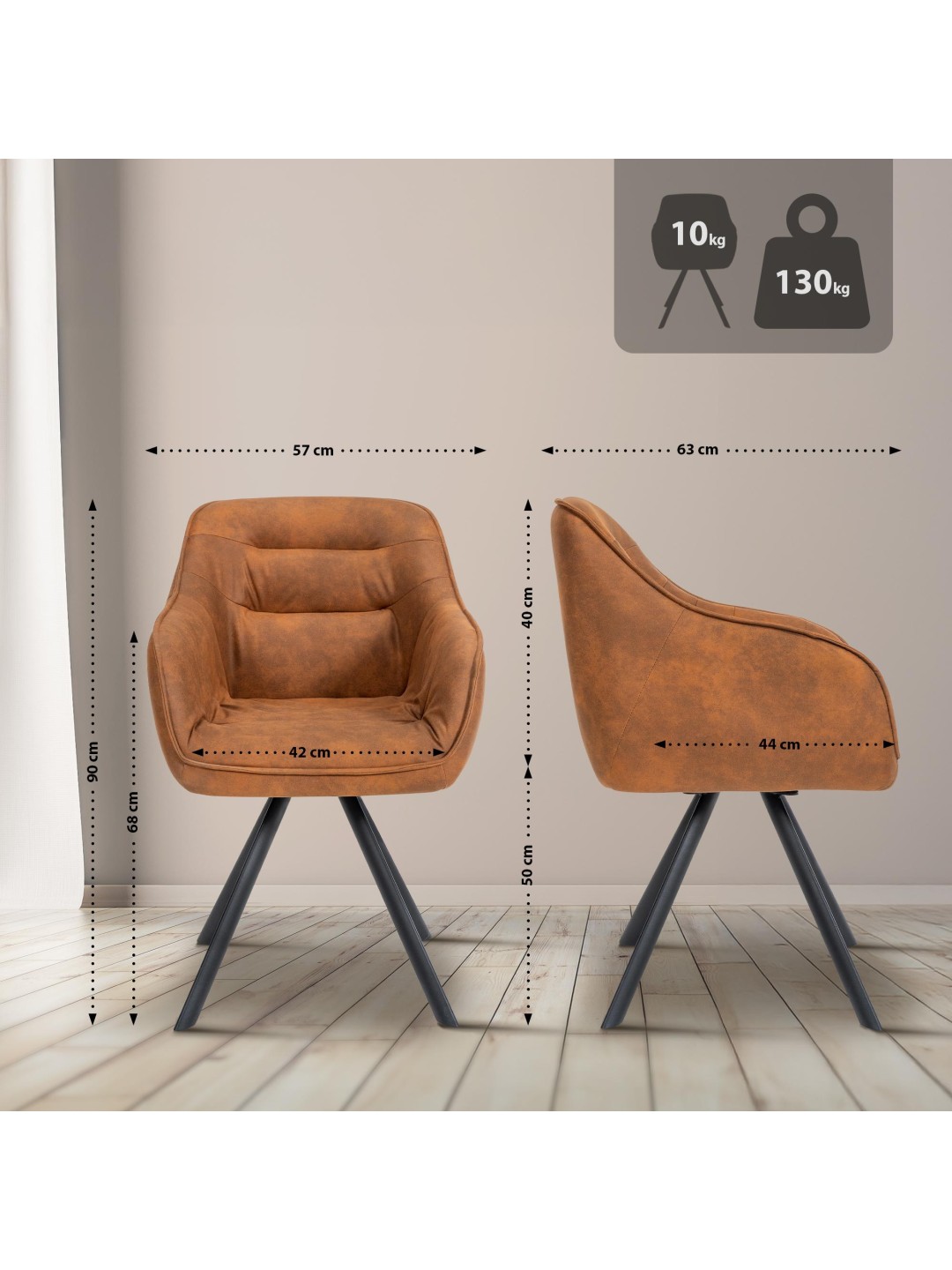 Silla Russel Vintage, marrón claro