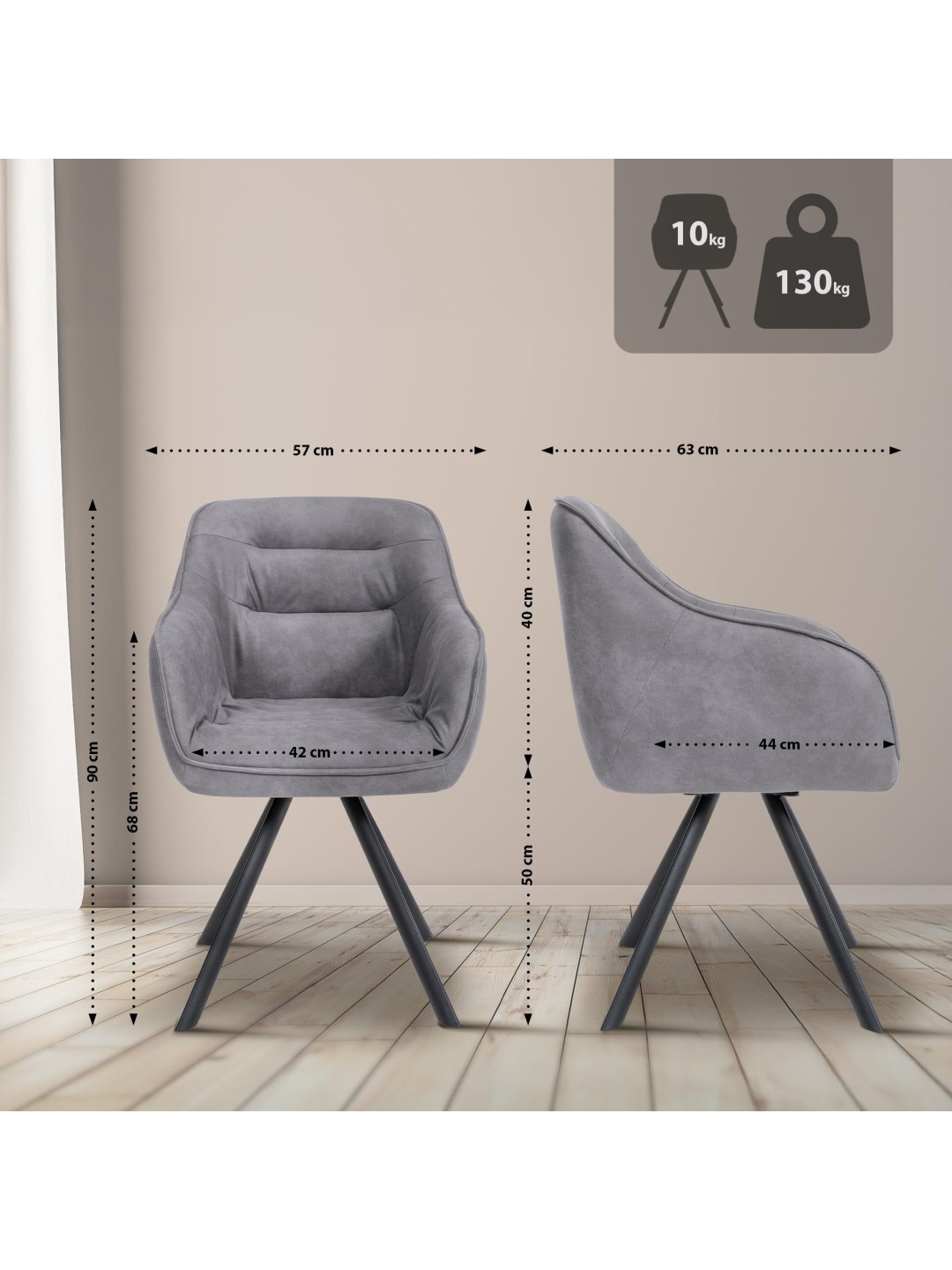 Silla Russel Vintage, gris