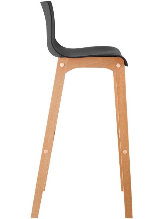 Taburete de bar Hoover Natura estructura de 4 pies, negro