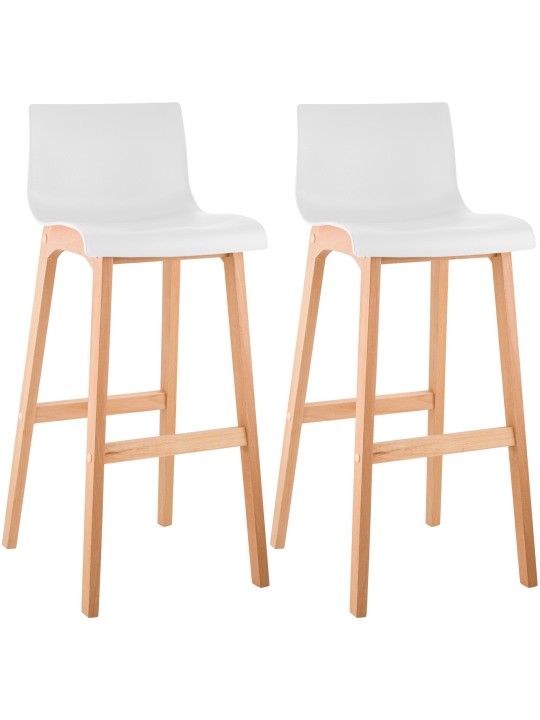 Juego de 2 taburetes de bar Hoover Natura, blanco