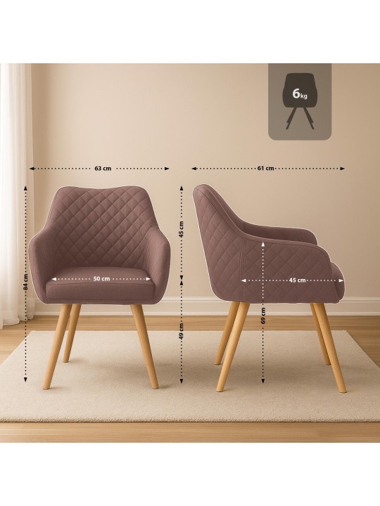 Silla de comedor Gent tela natura, marrón
