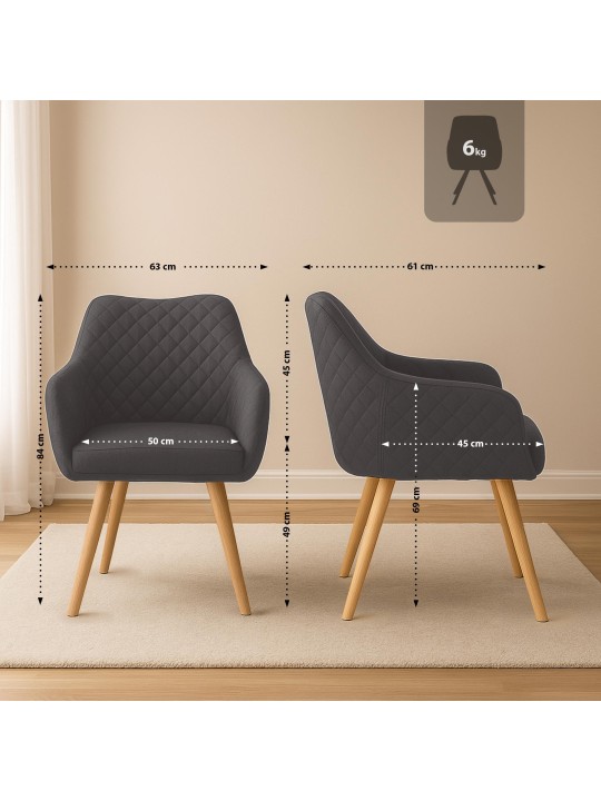 Silla de comedor Gent tela natura, gris oscuro