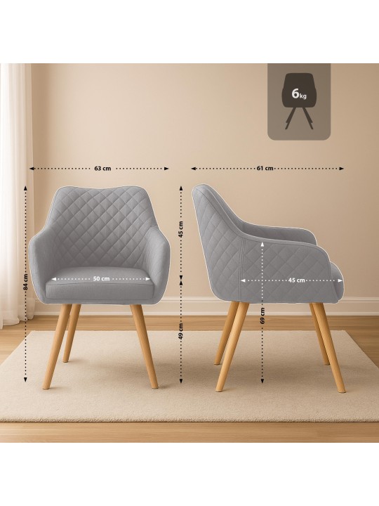 Silla de comedor Gent tela natura, gris Silla de comedor Gent tela natura, gris