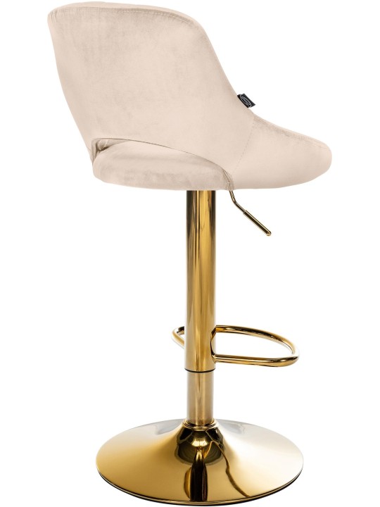 Taburete de bar Milet terciopelo dorado, crema