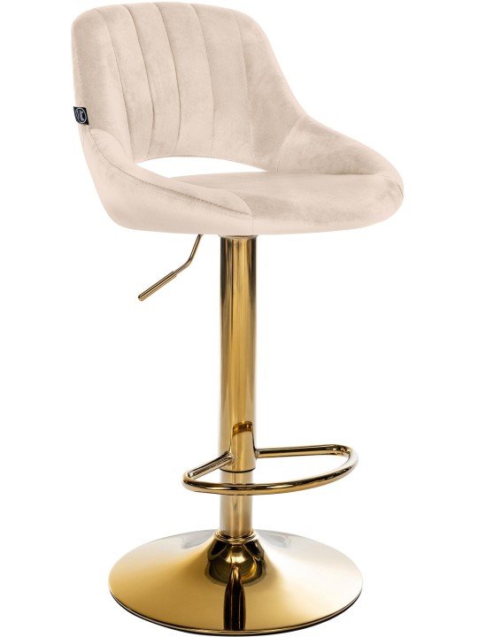 Taburete de bar Milet terciopelo dorado, crema