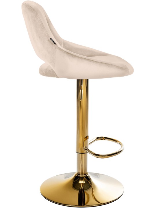 Taburete de bar Milet terciopelo dorado, crema