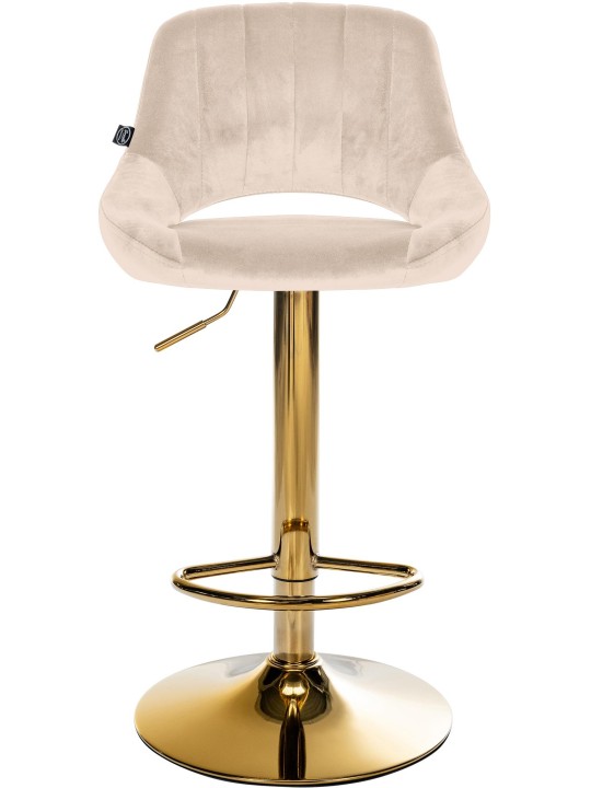 Taburete de bar Milet terciopelo dorado, crema