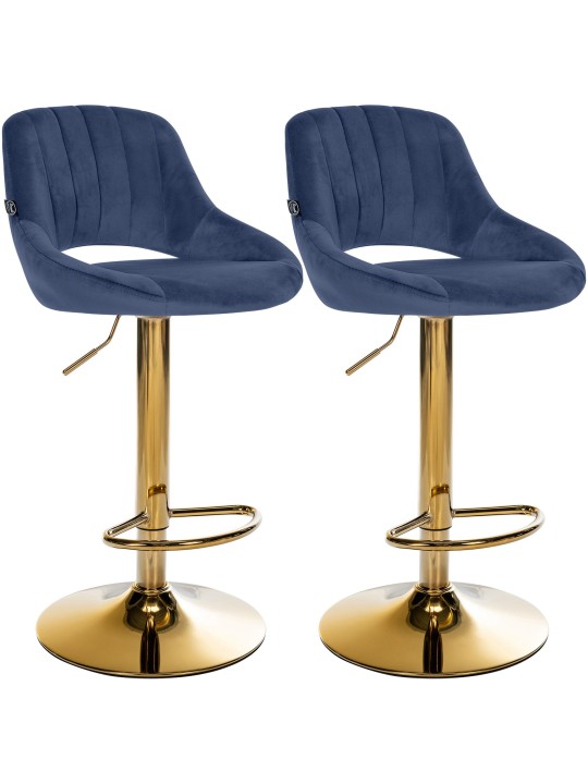 Juego de 2 taburetes de bar Milet Terciopelo G, azul Juego de 2 taburetes de bar Milet Terciopelo G, azul