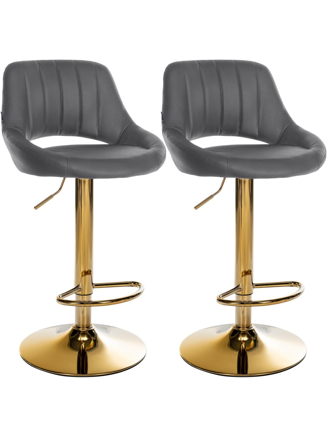 Juego de 2 taburetes de bar Milet cuero sintético G, gris