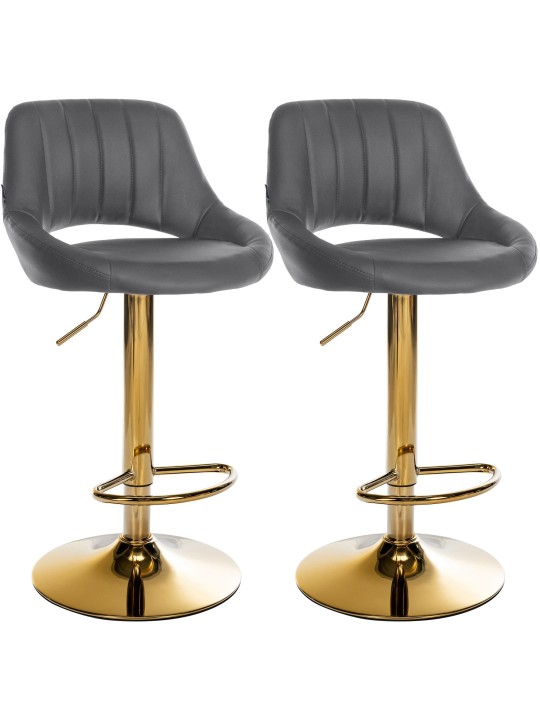 Juego de 2 taburetes de bar Milet cuero sintético G, gris
