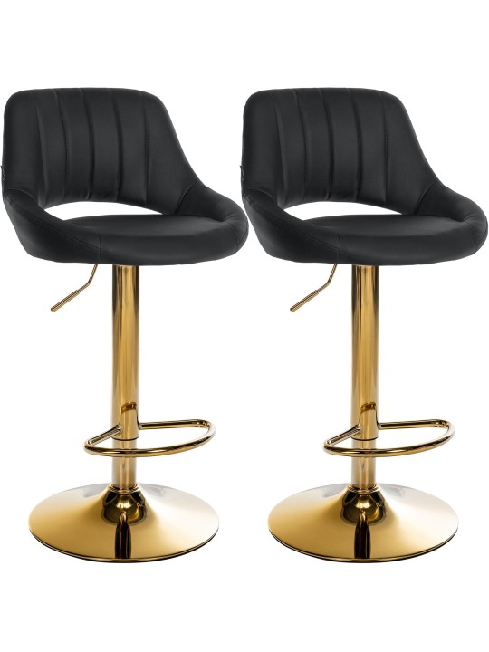 Juego de 2 taburetes de bar Milet piel sintética G, negro Juego de 2 taburetes de bar Milet piel sintética G, negro