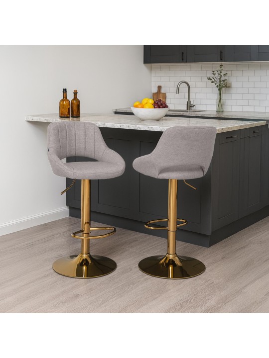 Taburete de bar Milet tela dorado, gris Taburete de bar Milet tela dorado, gris