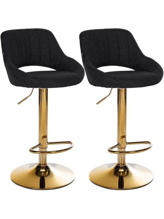 Juego de 2 taburetes de bar Milet tela G, negro
