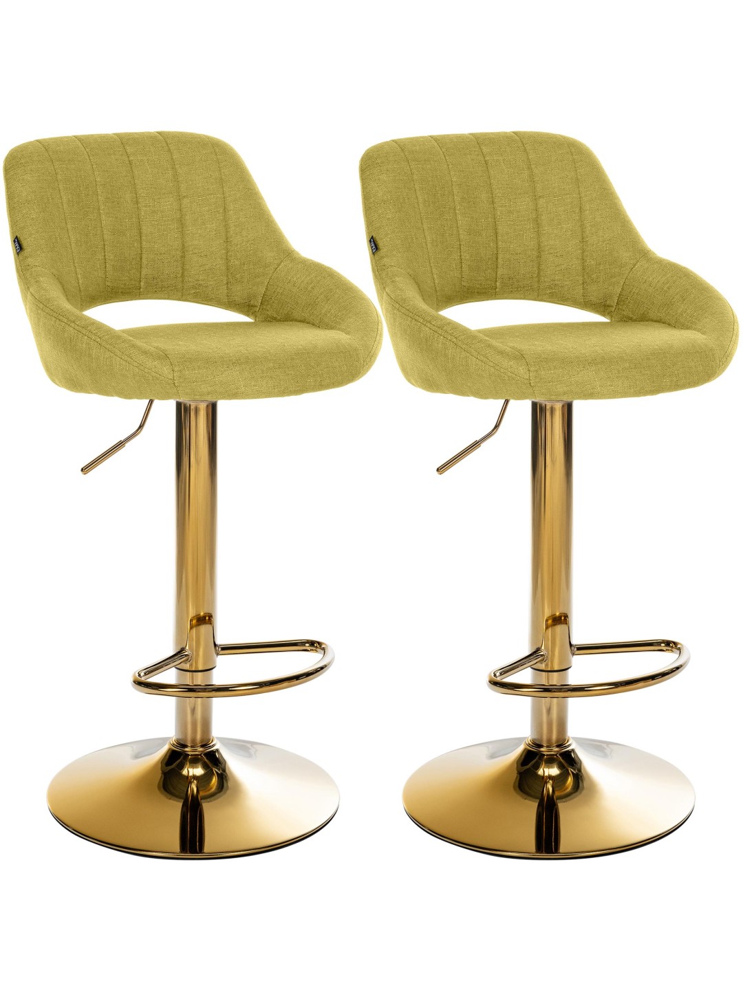 Juego de 2 taburetes de bar Milet tela G, verde