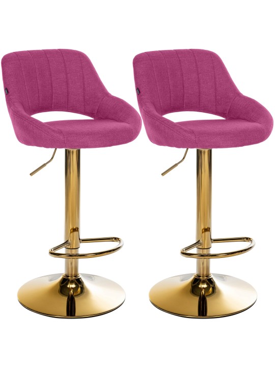 Juego de 2 taburetes de bar Milet tela G, lila Juego de 2 taburetes de bar Milet tela G, lila
