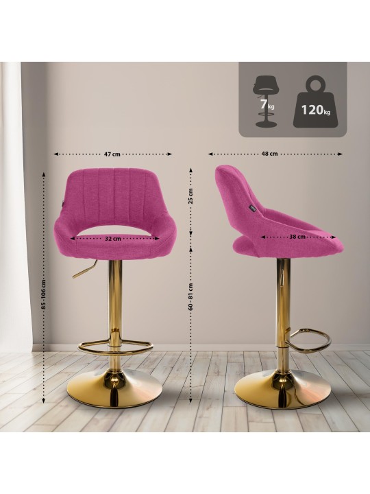 Juego de 2 taburetes de bar Milet tela G, lila Juego de 2 taburetes de bar Milet tela G, lila