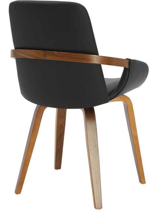 Silla de comedor Bertol cuero sintético, nogal/negro