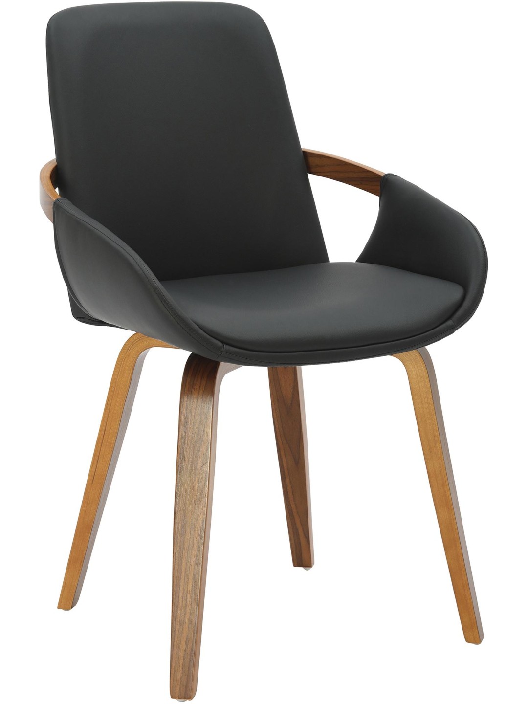 Silla de comedor Bertol cuero sintético, nogal/negro