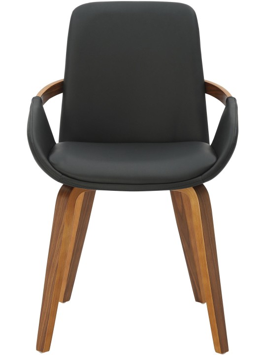 Silla de comedor Bertol cuero sintético, nogal/negro