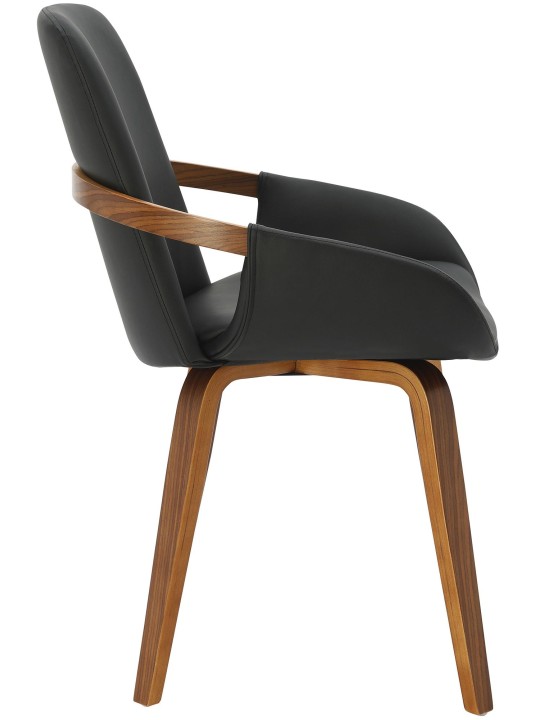 Silla de comedor Bertol cuero sintético, nogal/negro