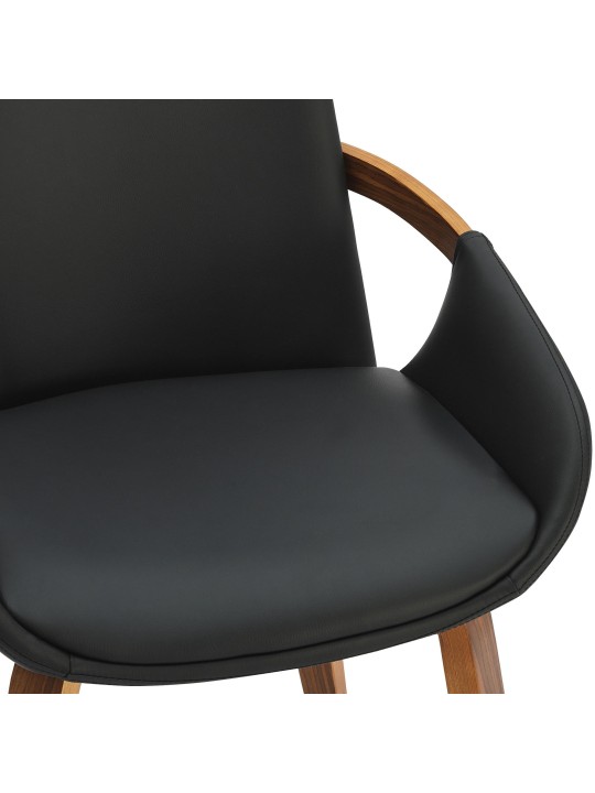 Silla de comedor Bertol cuero sintético, nogal/negro