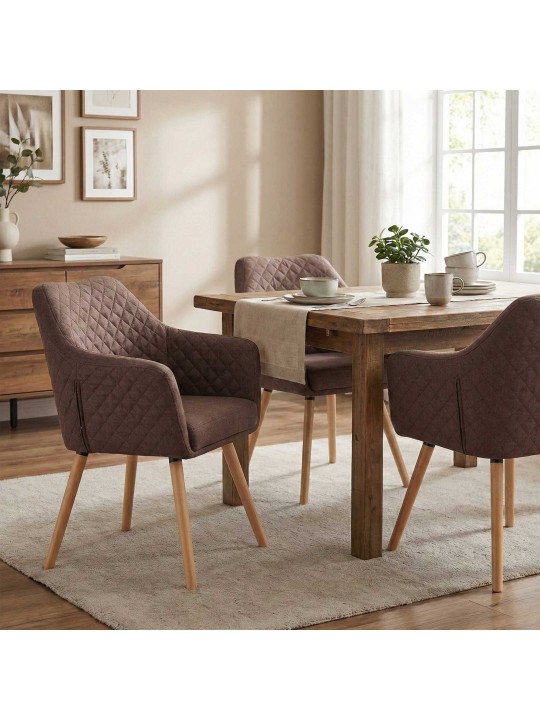 Silla de comedor Gent tela natura, marrón