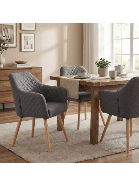 Silla de comedor Gent tela natura, gris oscuro