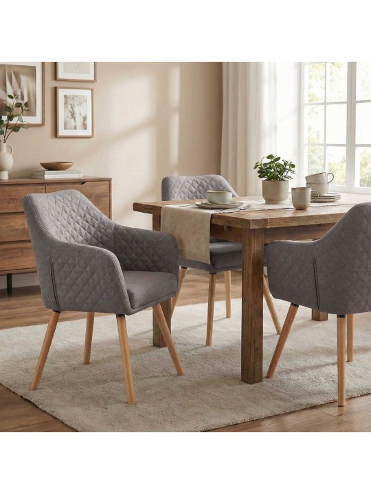 Silla de comedor Gent tela natura, gris Silla de comedor Gent tela natura, gris
